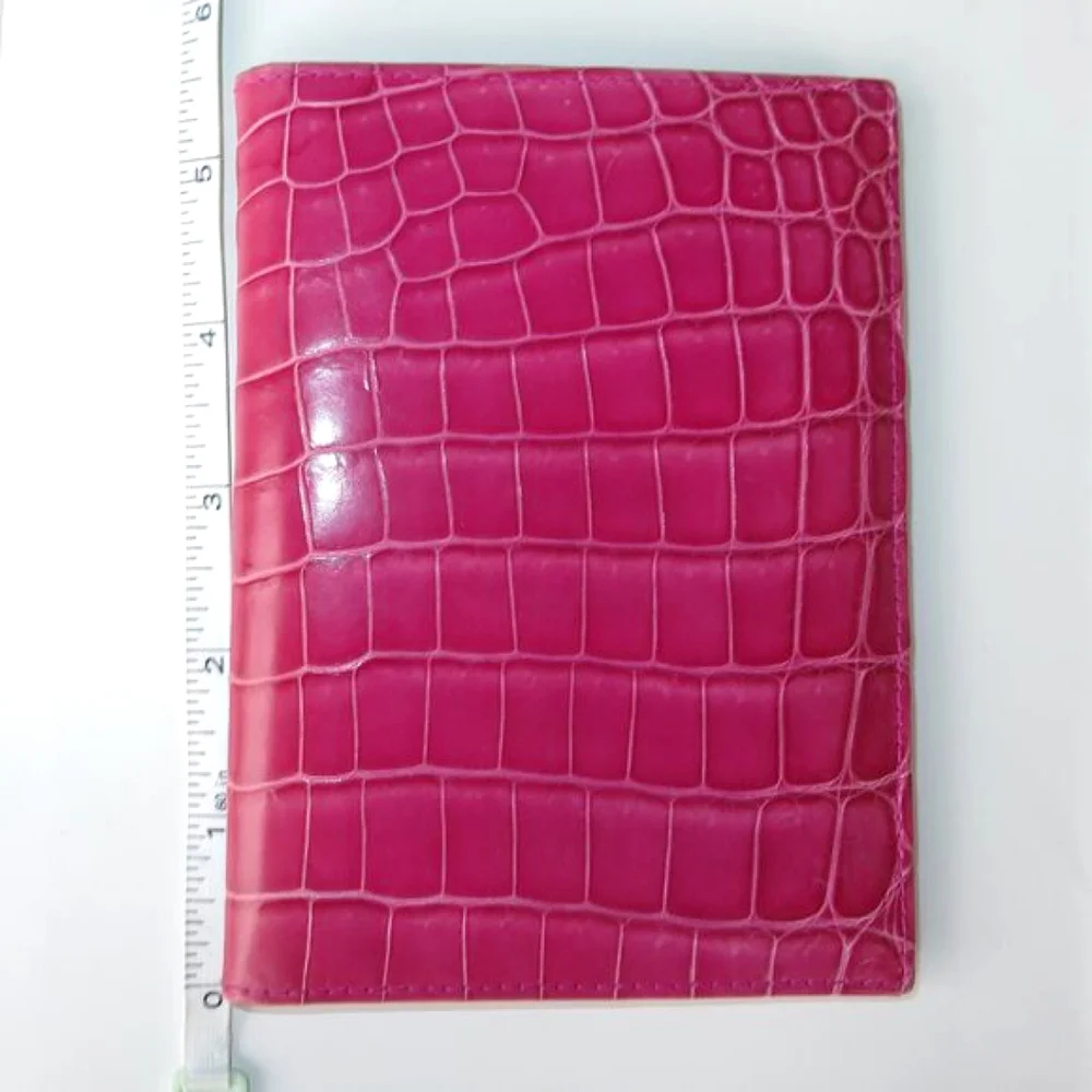 TIFFANY Fuchsia Genuine Crocodile Passport Cover And Card Holder